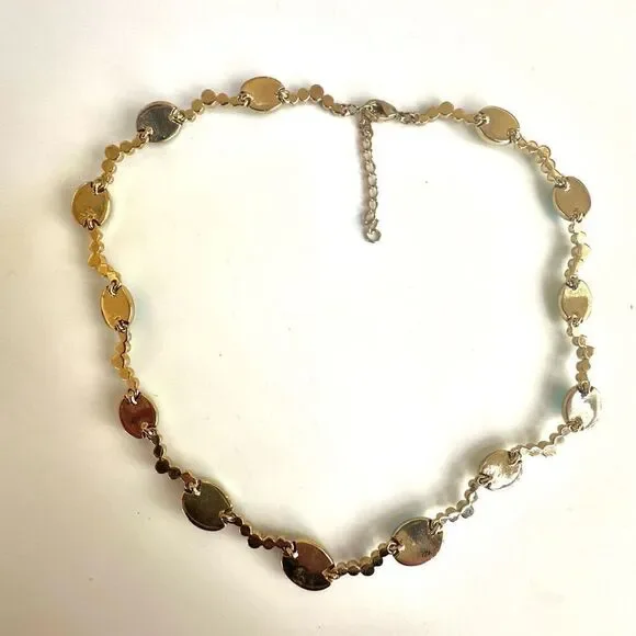 Blue green gold tone beaded necklace - Picture 5 of 7